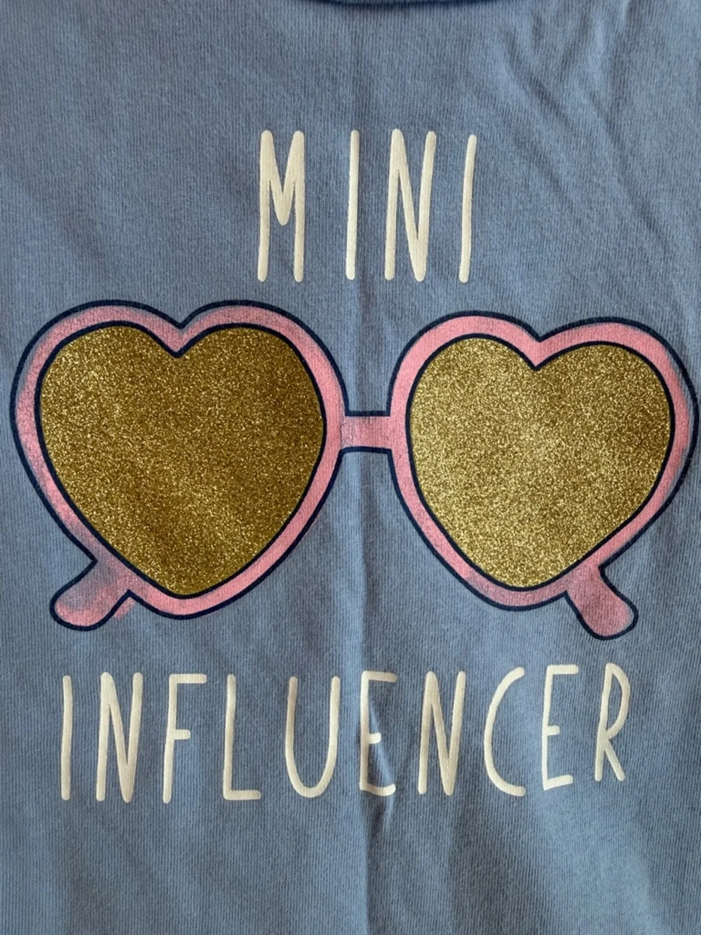 OshKosh B'gosh Blue Cotton Tee with Pink & Gold Heart Sunglasses Graphic